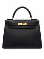 Hermès Kelly 28 in Black Box Leather with Gold Hardware