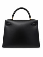 Hermès Kelly 28 in Black Box Leather with Gold Hardware