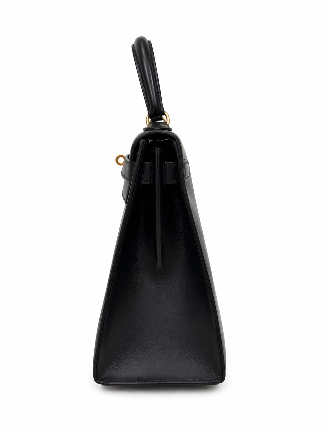 Hermès Kelly 28 in Black Box Leather with Gold Hardware