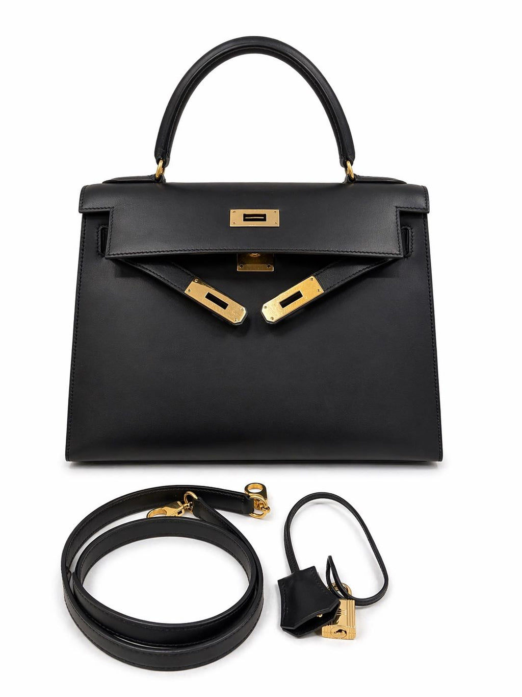 Hermès Kelly 28 in Black Box Leather with Gold Hardware