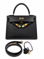 Hermès Kelly 28 in Black Box Leather with Gold Hardware