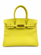 Hermès Birkin 30 in Lime Yellow Epsom Leather with Gold Hardware