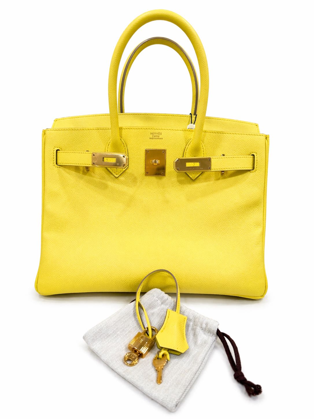 Hermès Birkin 30 in Lime Yellow Epsom Leather with Gold Hardware