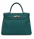 Hermès Kelly 35 Malachite in Togo Leather with  Palladium Hardware