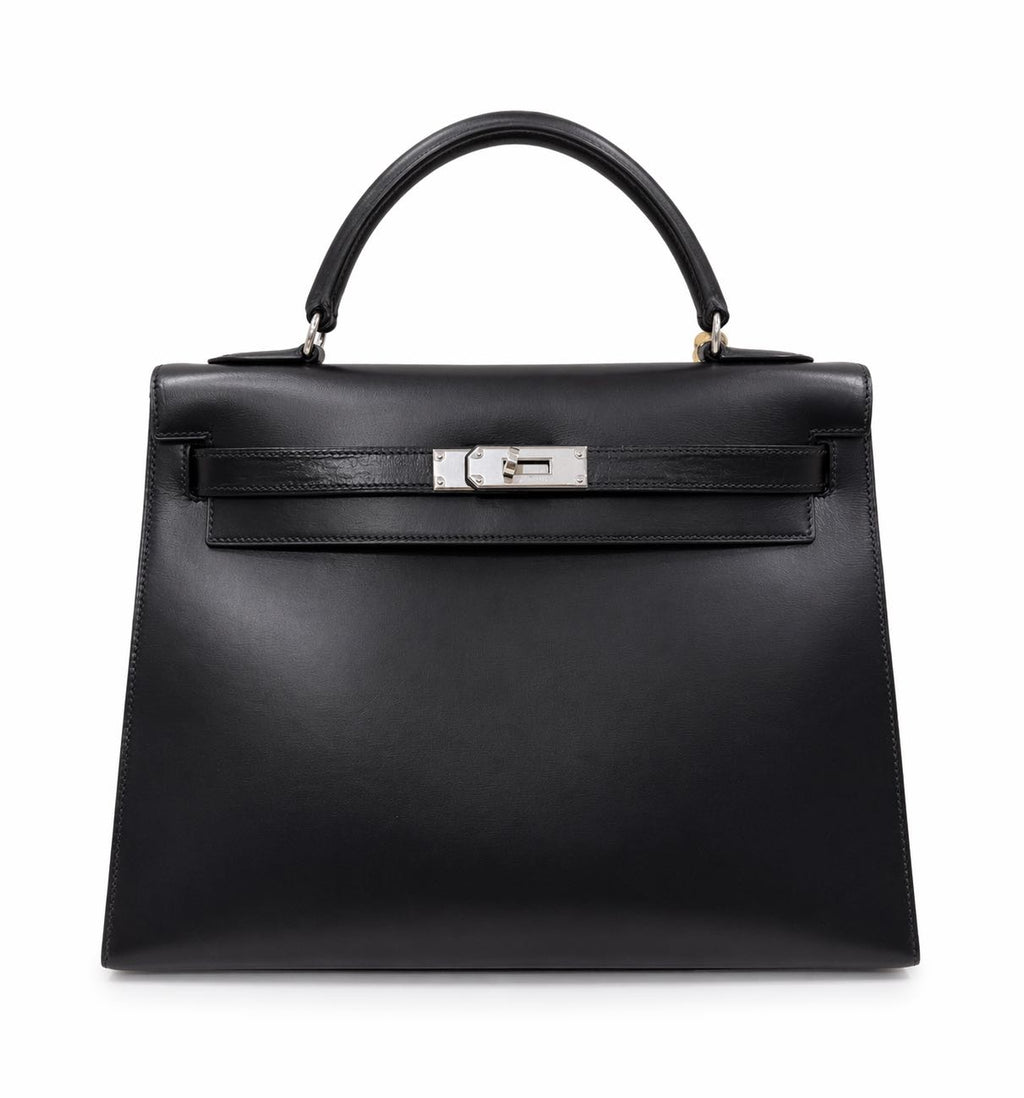 Hermès Kelly 32 Black in Box Leather with Palladium Hardware
