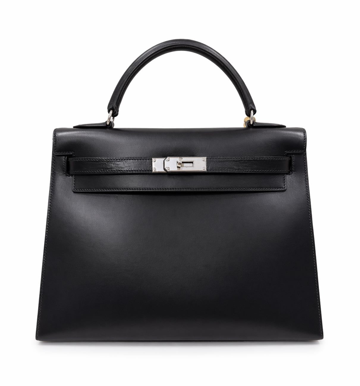 Hermès Kelly 32 Black in Box Leather with Palladium Hardware