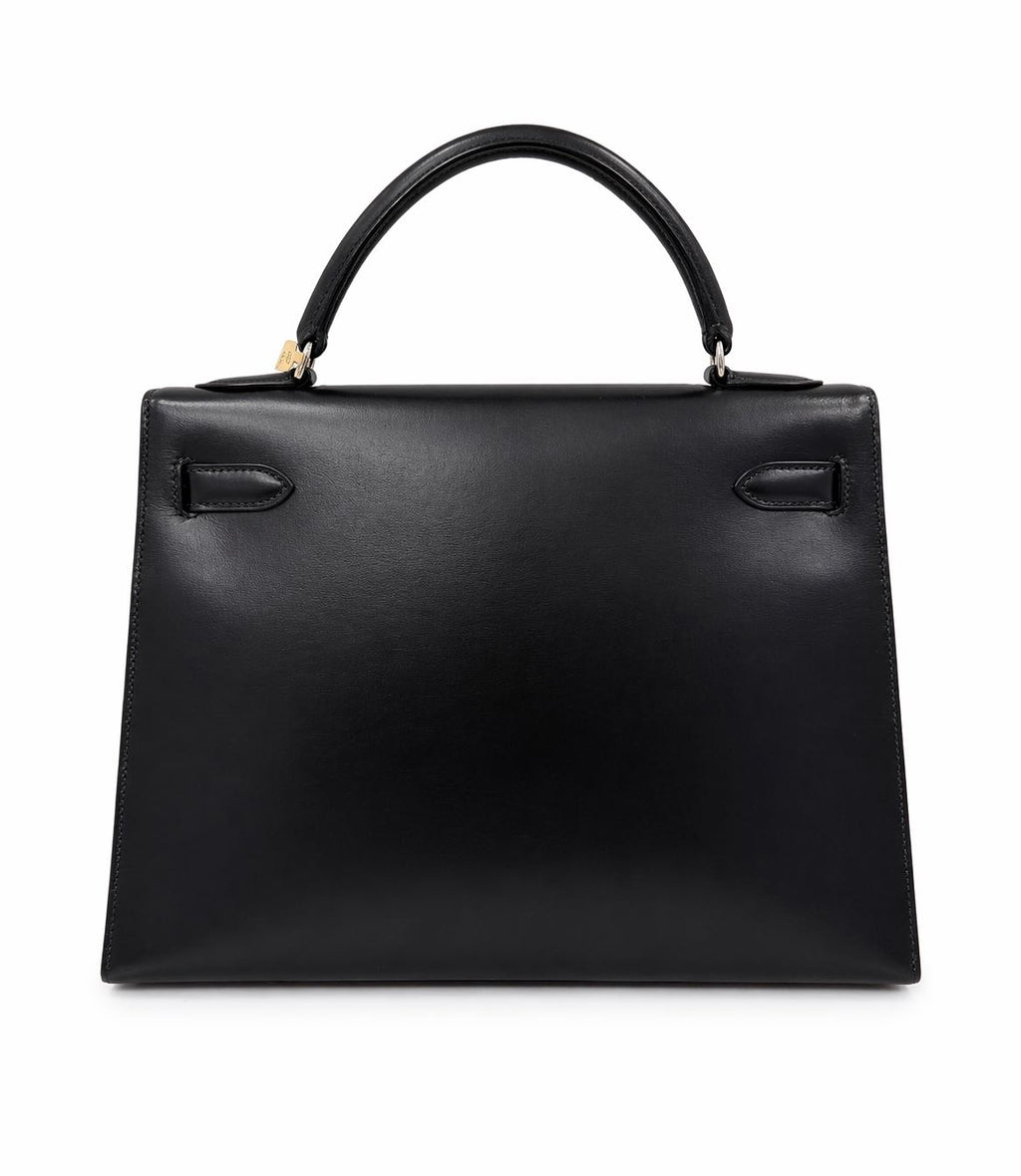 Hermès Kelly 32 Black in Box Leather with Palladium Hardware