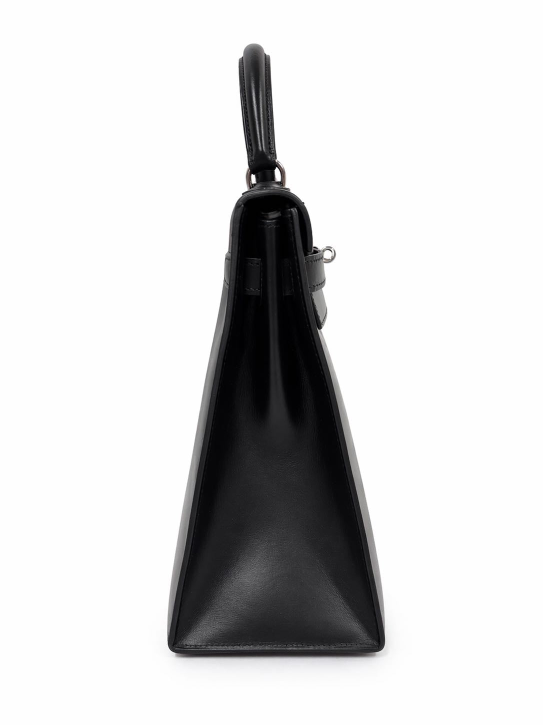 Hermès Kelly 32 Black in Box Leather with Palladium Hardware