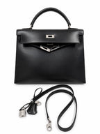 Hermès Kelly 32 Black in Box Leather with Palladium Hardware