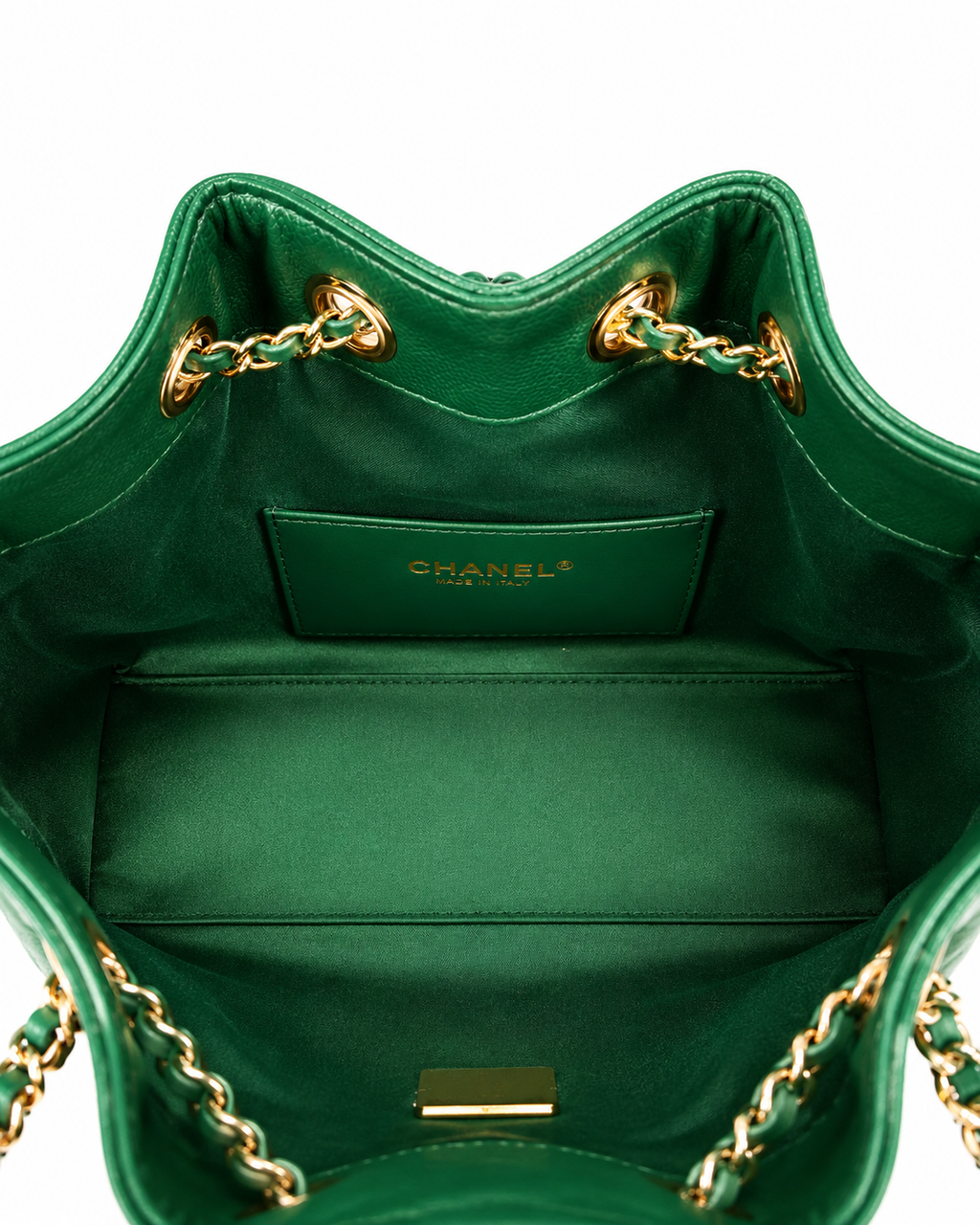 Chanel 25 mini handbag in Green colour with gold hardwares