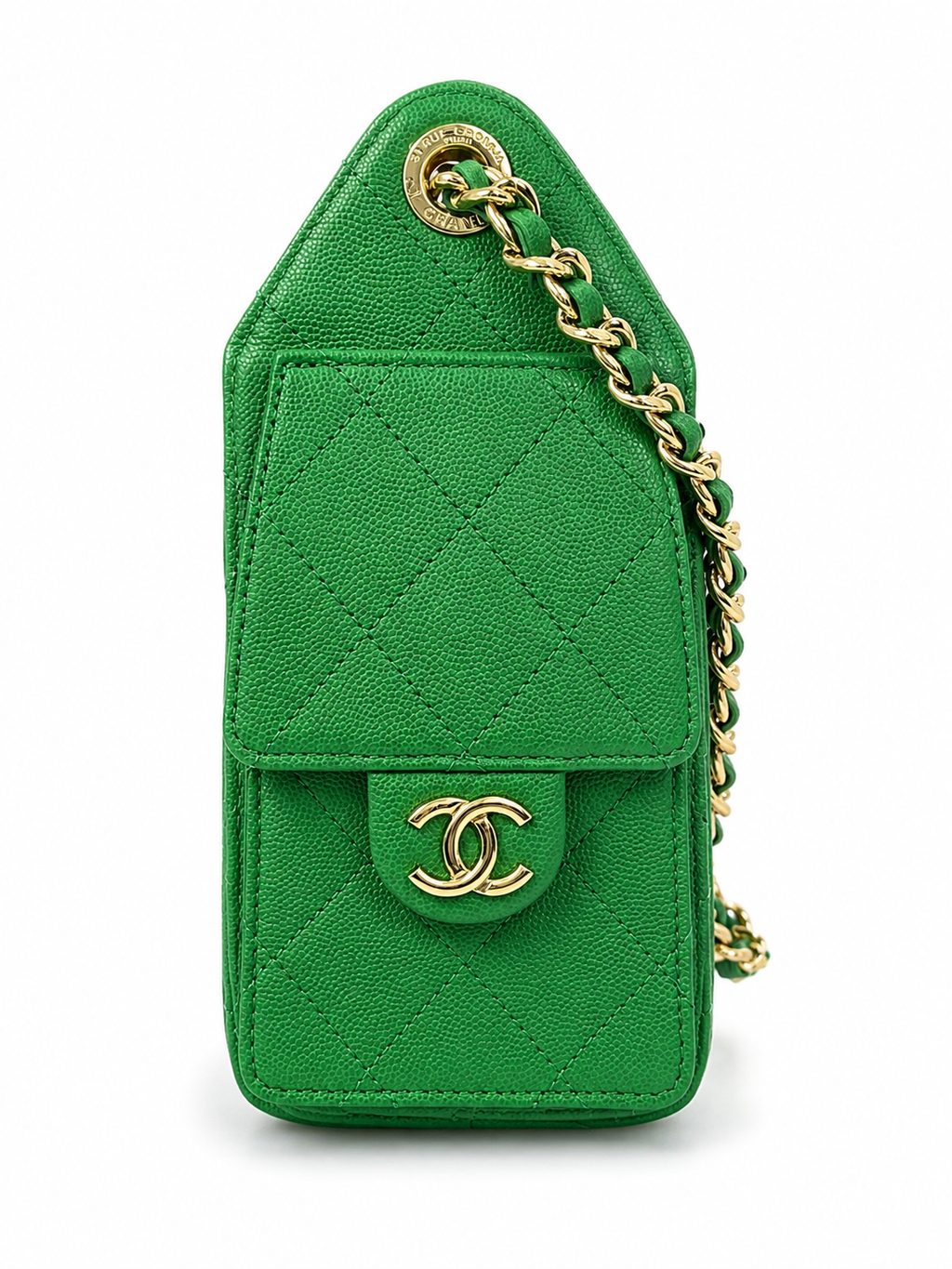 Chanel 25 mini handbag in Green colour with gold hardwares