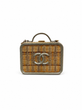 Chanel Rattan Vanity Bag in Champaign Gold Leather