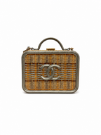 Chanel Rattan Vanity Bag in Champaign Gold Leather