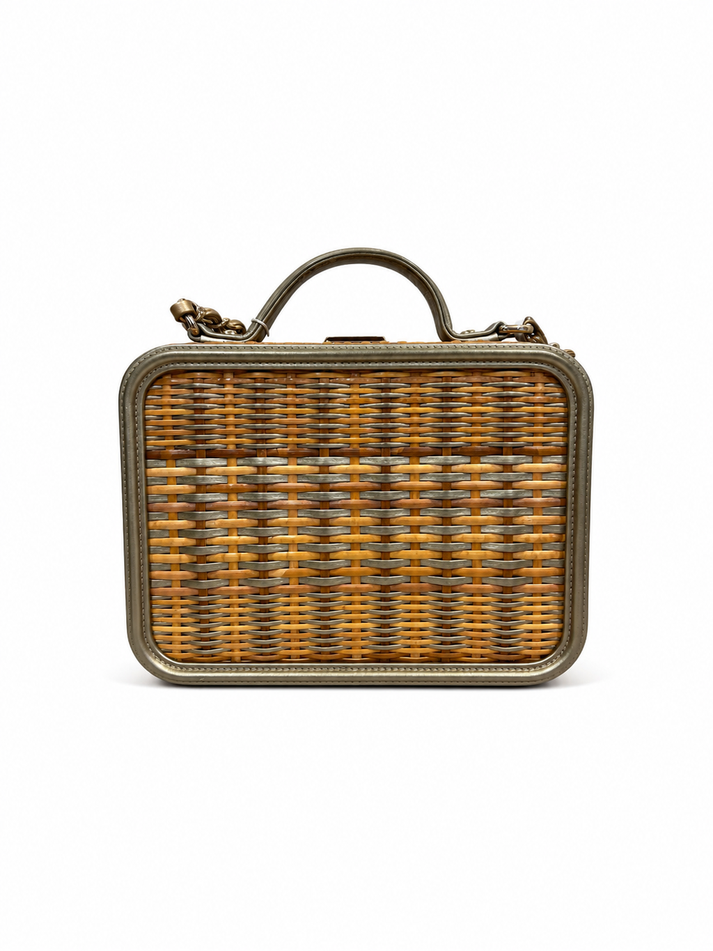Chanel Rattan Vanity Bag in Champaign Gold Leather