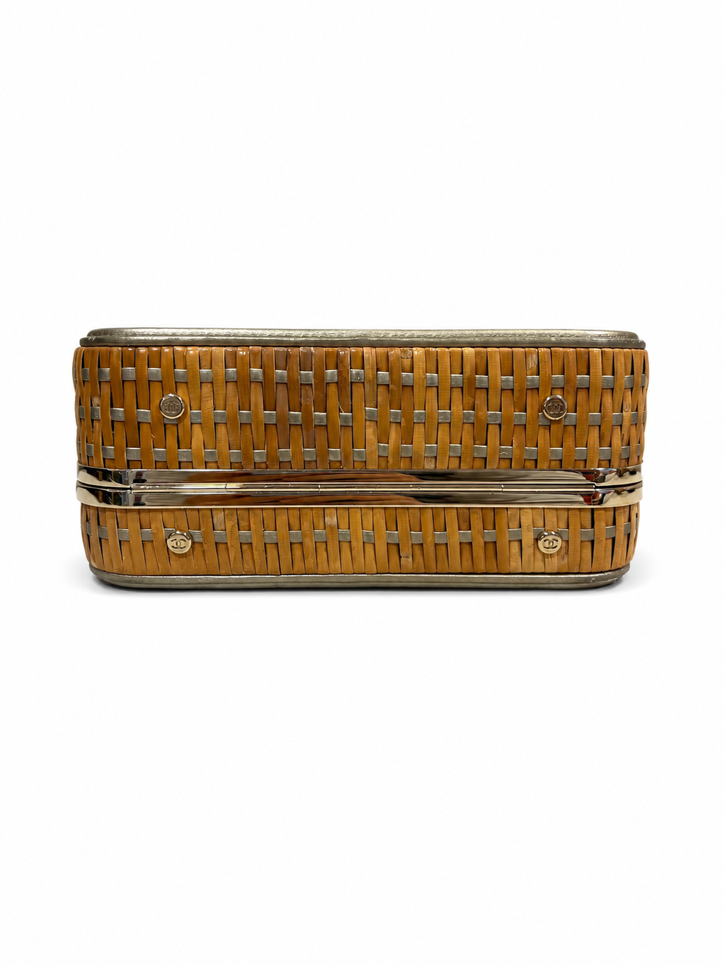 Chanel Rattan Vanity Bag in Champaign Gold Leather