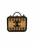 Chanel Raffia Patent Medium CC Filigree Vanity Case Black
