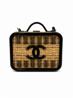 Chanel Raffia Patent Medium CC Filigree Vanity Case Black