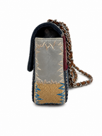 Chanel Denim Tweed Patchwork Medium Single Flap Multicolour