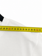 Celine White Cropped T-Shirt in cotton jersey with a black printed logo.