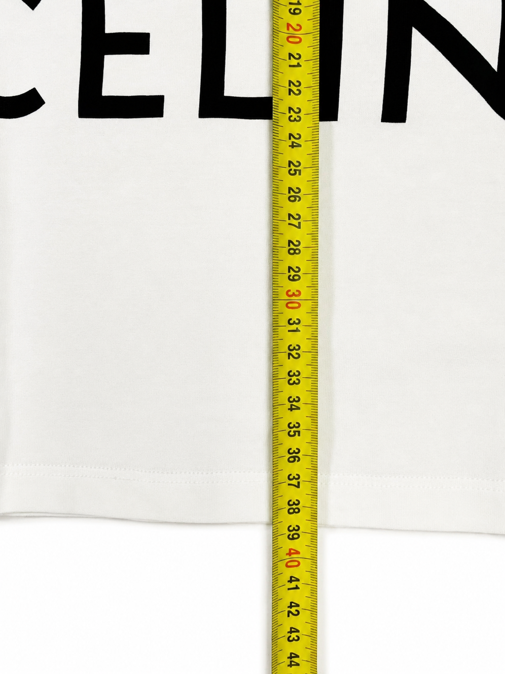 Celine White Cropped T-Shirt in cotton jersey with a black printed logo.