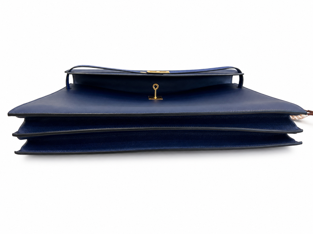 Hermès  Kelly Depeche Briefcase 38 Epsom in dual Blue colour with Gold Hardware