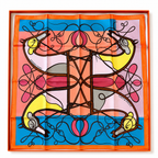 Hermes Carre 90cm Twill - Coup De Fouet Orange/Turquois