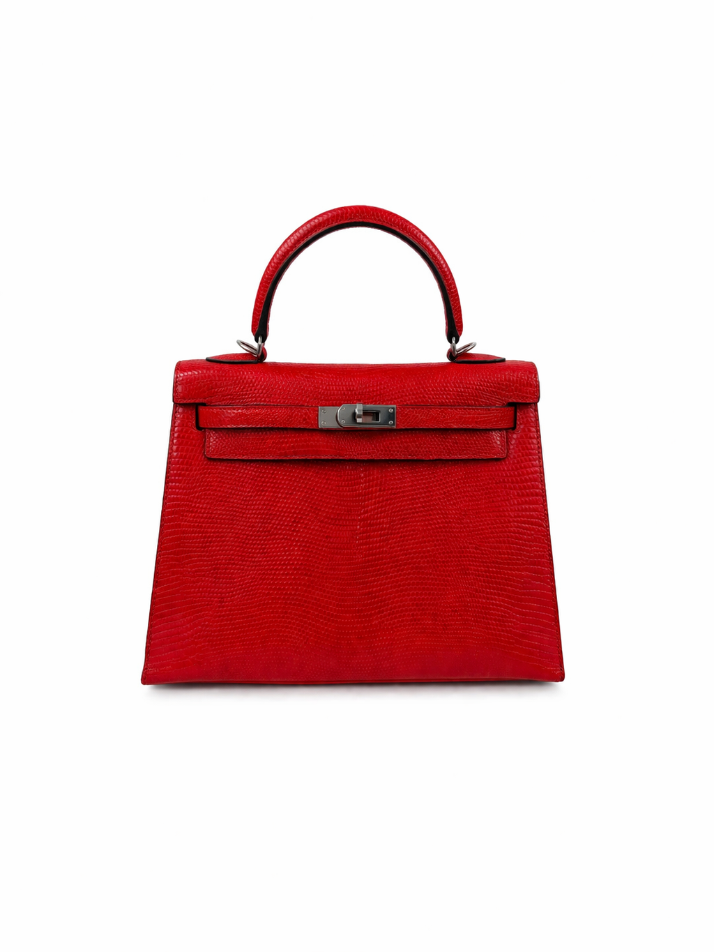 Hermès Kelly 25 in Rouge Casaque Lizard Leather with Palladium Hardware