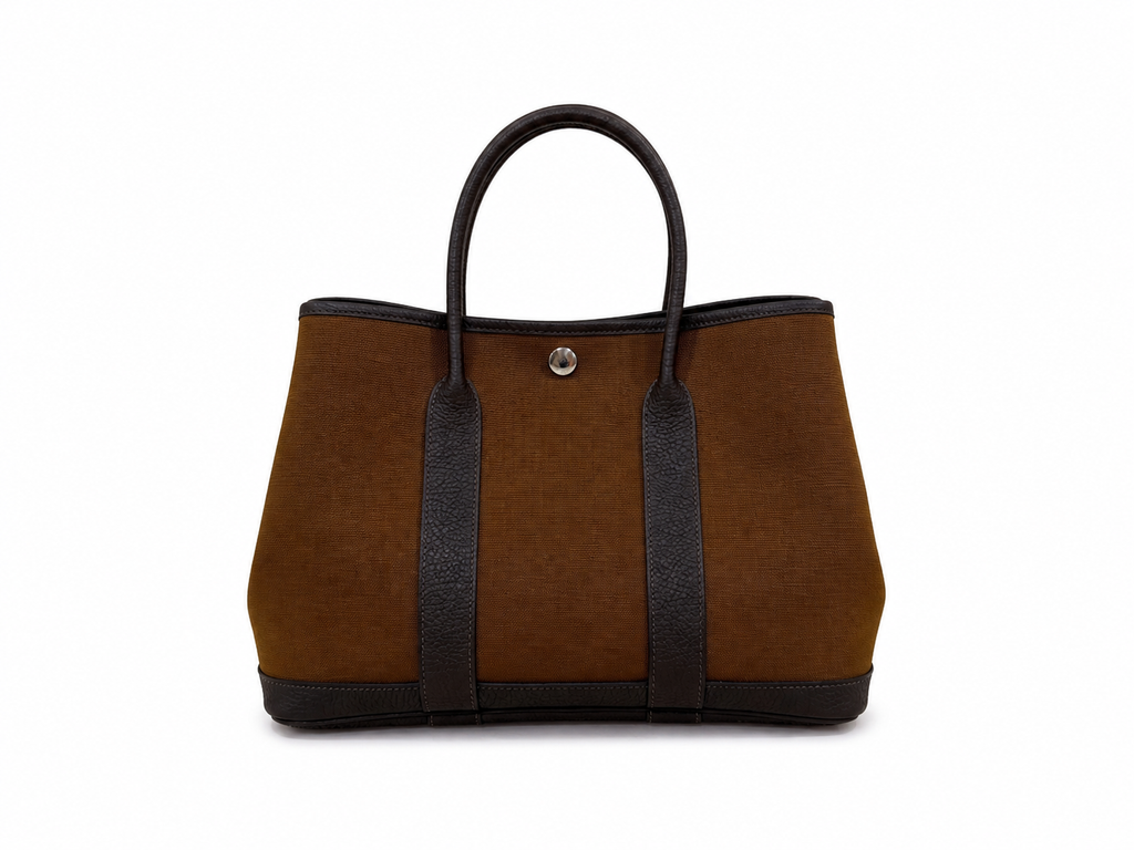 Hermès Garden Party 30 in Ebene/Marron Fonce with Palladium Hardware