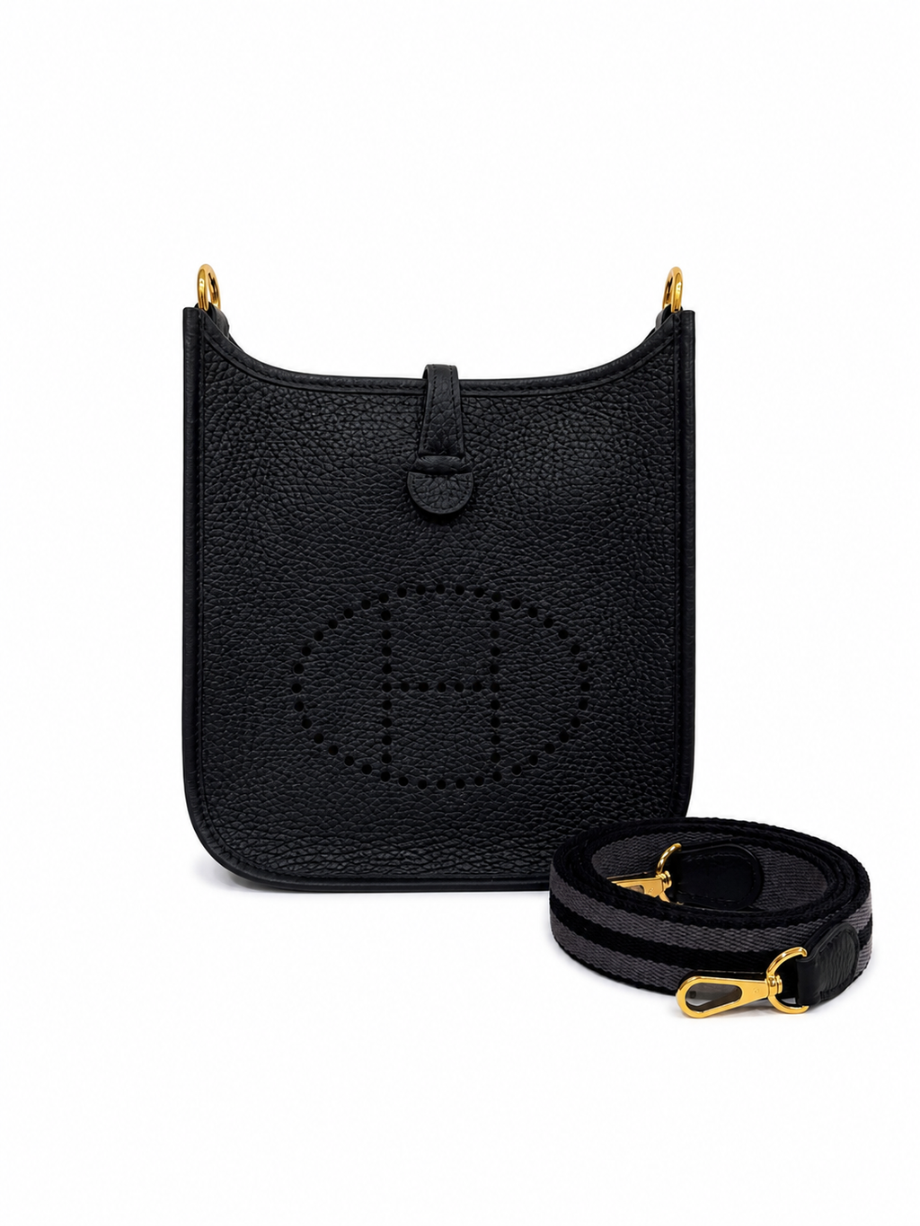 Hermès mini Evelyne in Black with Gold Hardware