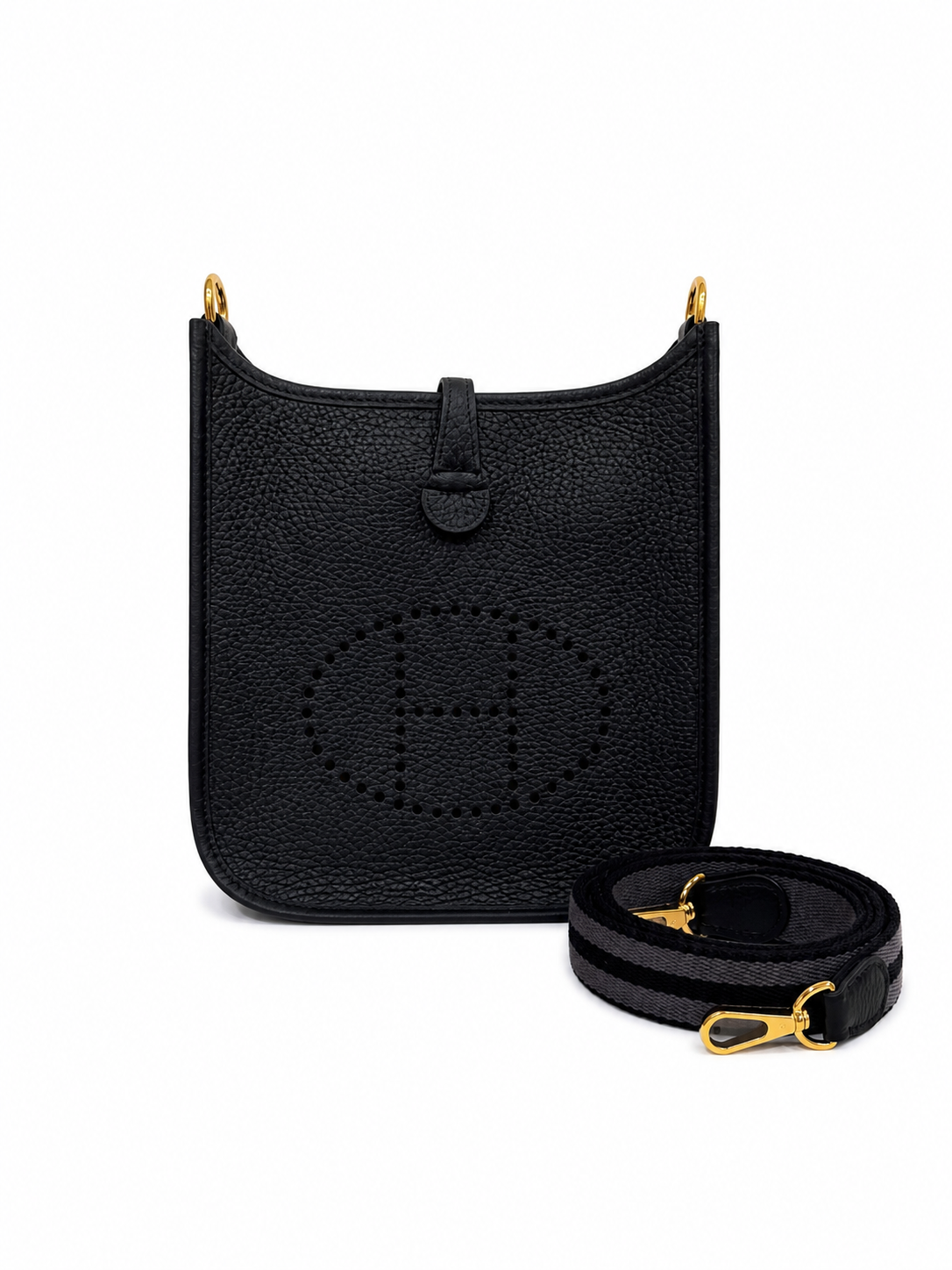 Hermès mini Evelyne in Black with Gold Hardware