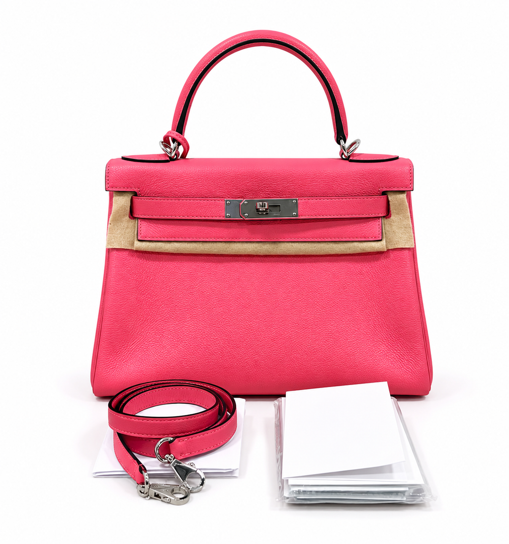 Hermès Kelly 28 in K4 Rose Été Evercolor Leather with Palladium Hardware