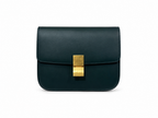 Celine Classic Box bag in dark green colour with gold-tone hardware