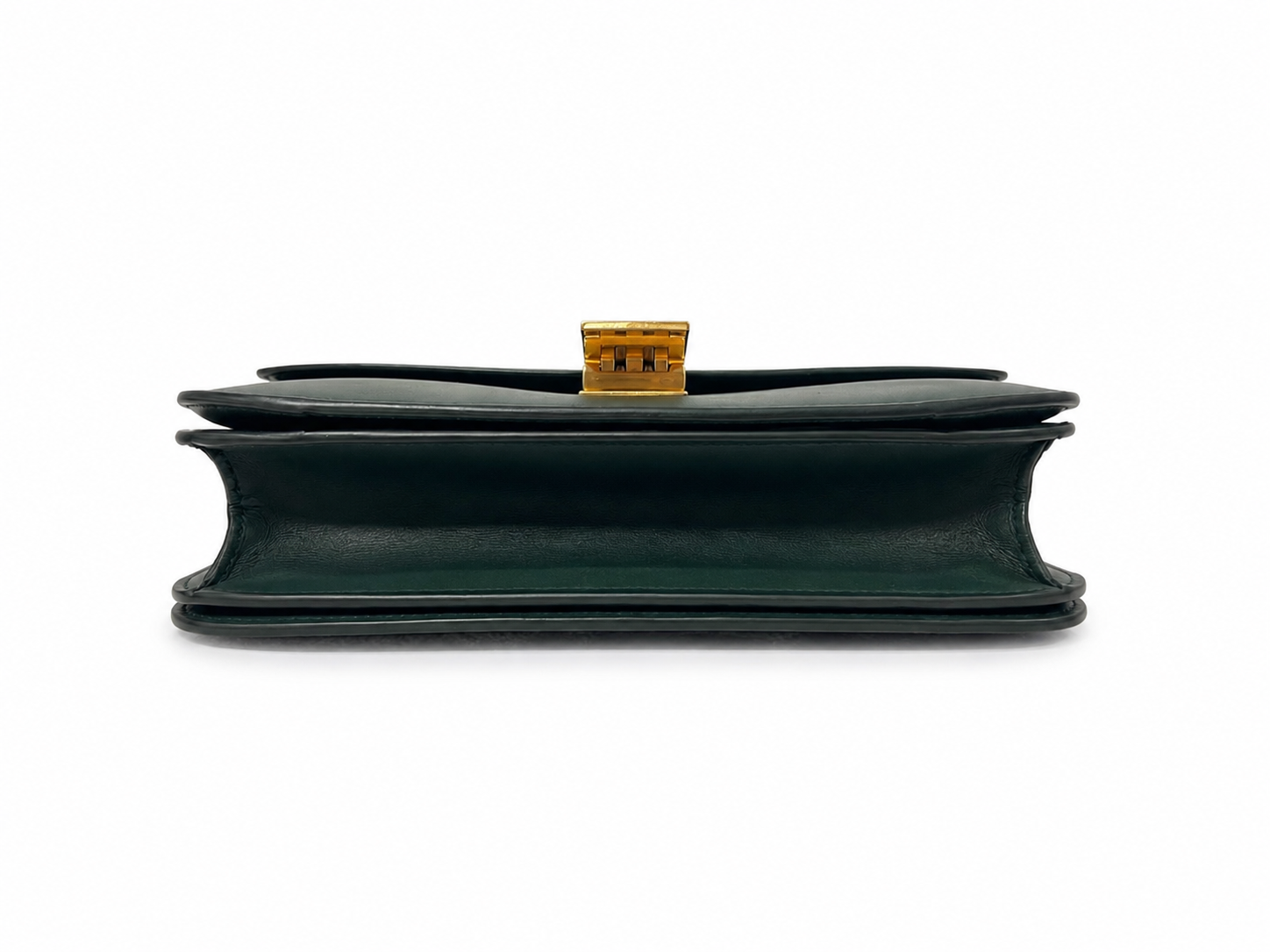 Celine Classic Box bag in dark green colour with gold-tone hardware