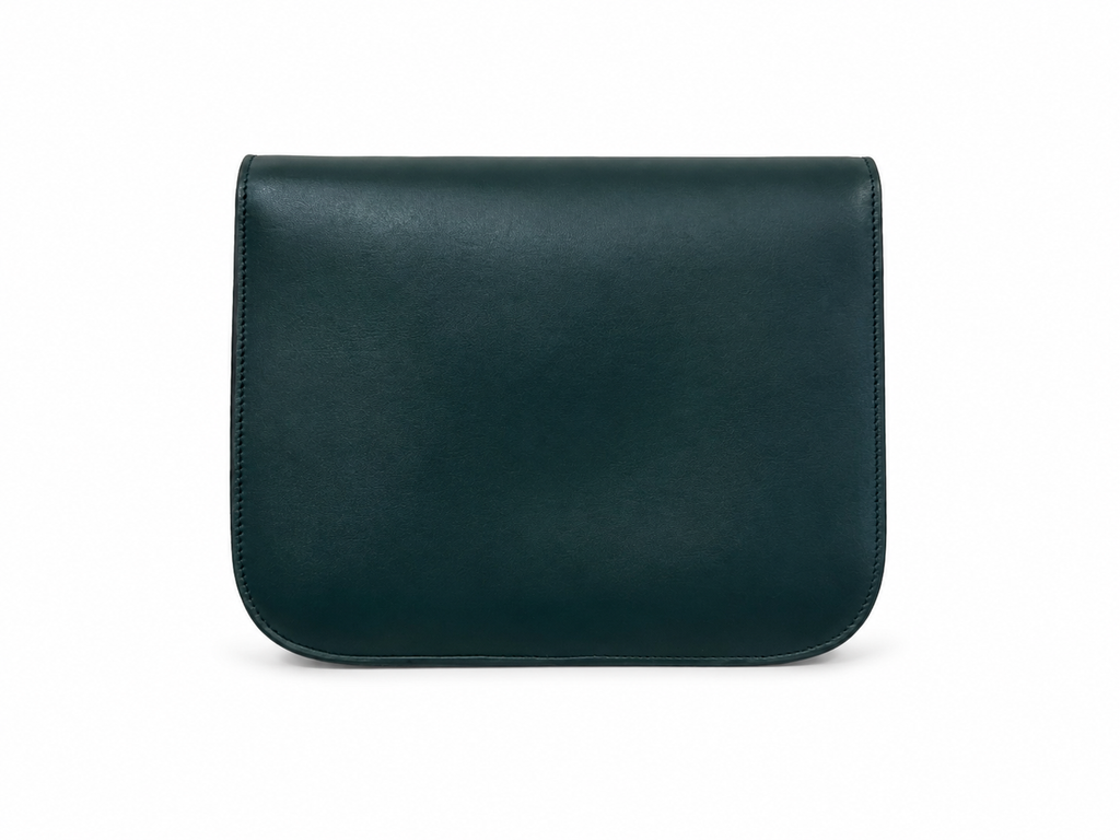 Celine Classic Box bag in dark green colour with gold-tone hardware