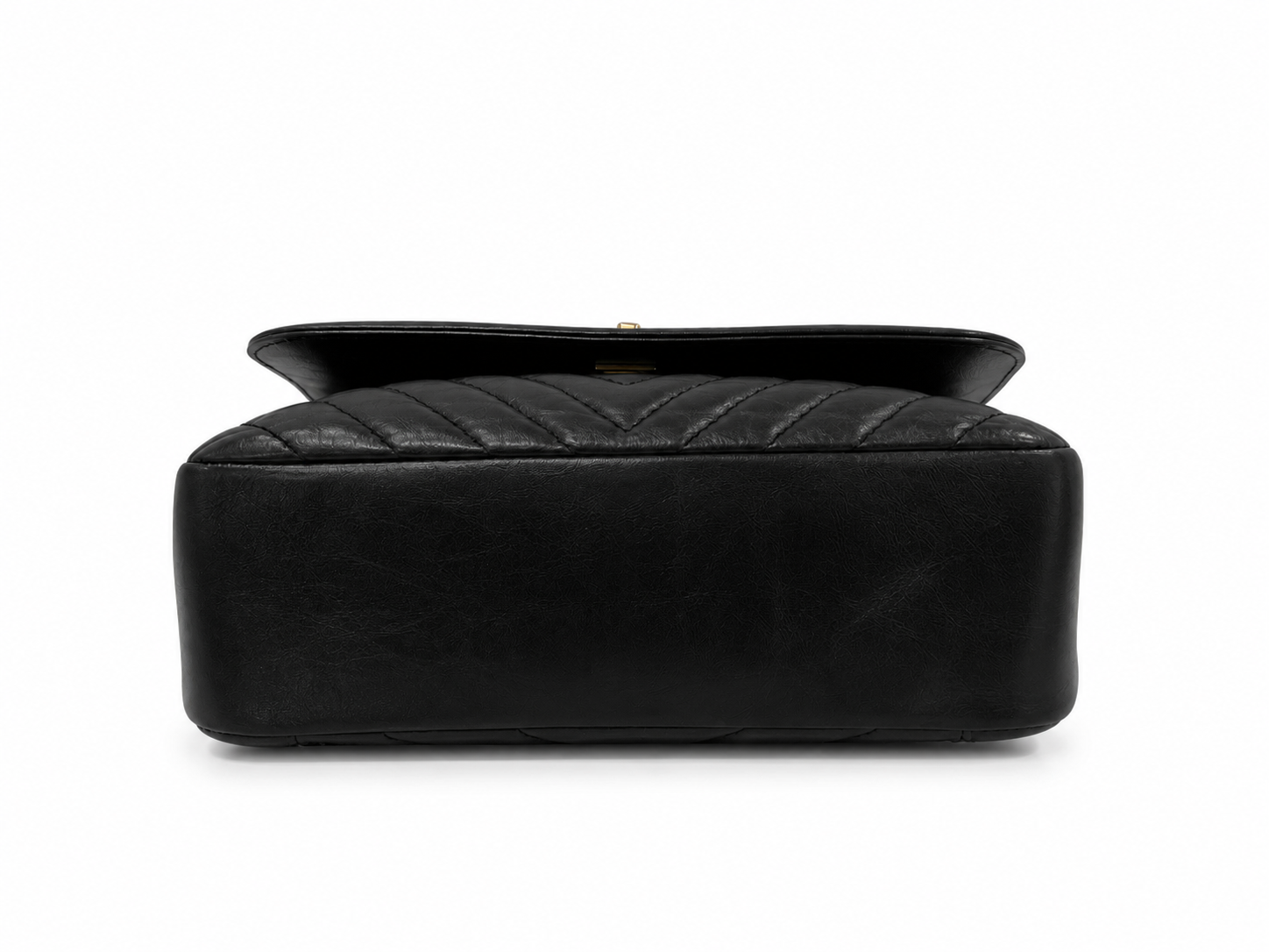 Chanel Black Chevron Top Handle Flap Handbag