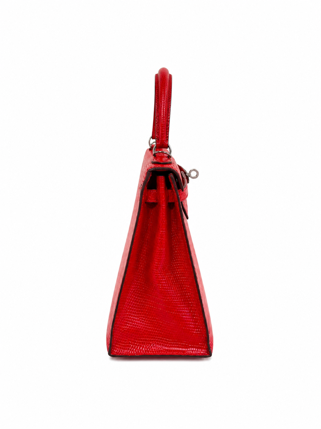 Hermès Kelly 25 in Rouge Casaque Lizard Leather with Palladium Hardware