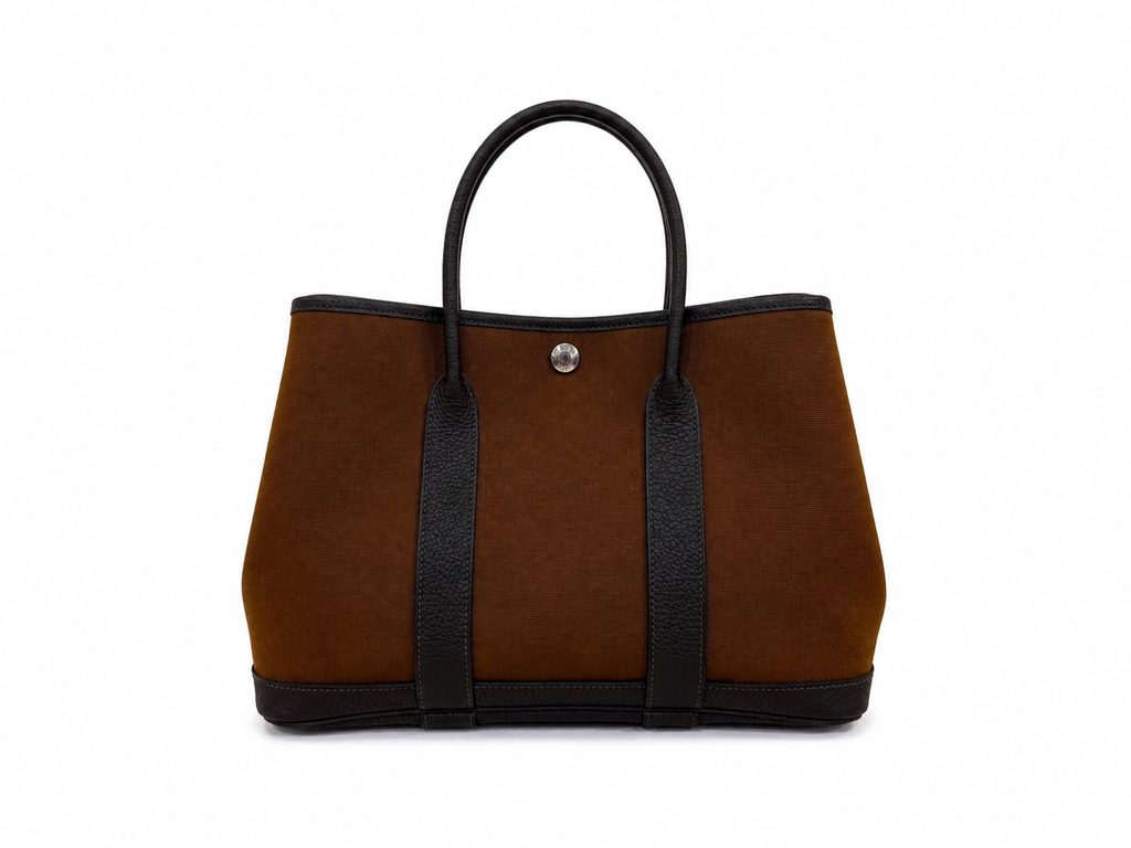 Hermès Garden Party 30 in Ebene/Marron Fonce with Palladium Hardware