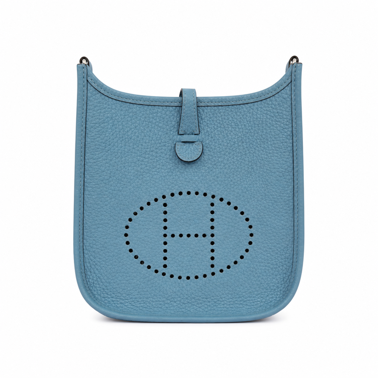 Hermès mini Evelyne in Blue Jean with Palladium Hardware