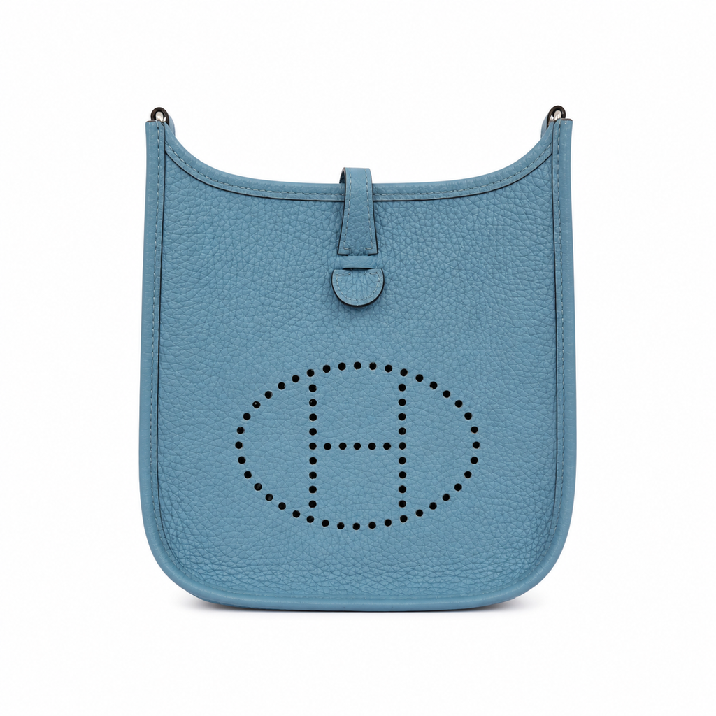 Hermès mini Evelyne in Blue Jean with Palladium Hardware