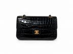 Chanel Black Crocodile Medium Classic Flap bag with Gold hardwares