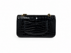 Chanel Black Crocodile Medium Classic Flap bag with Gold hardwares