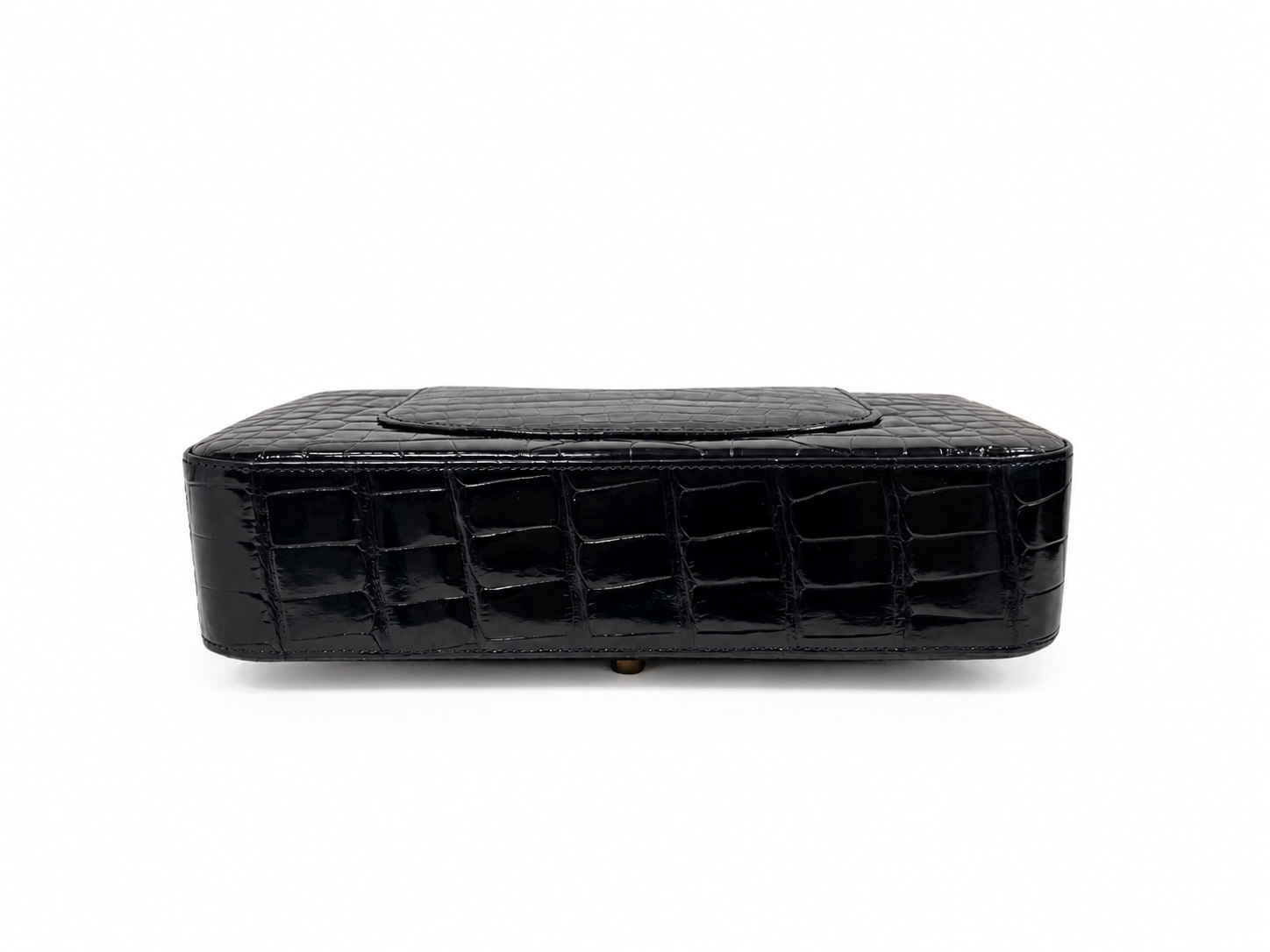 Chanel Black Crocodile Medium Classic Flap bag with Gold hardwares