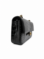 Chanel Black Crocodile Medium Classic Flap bag with Gold hardwares