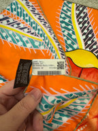 HERMES Carre Twill Silk Scarf Baobab Cat Orange
