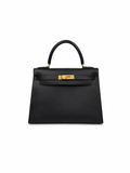 Hermès Kelly 28 in Black Box Leather with Gold Hardware