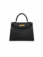 Hermès Kelly 28 in Black Box Leather with Gold Hardware