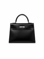 Hermès Kelly 32 Black in Box Leather with Palladium Hardware