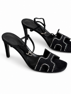 Hermès women black sandals with heels in 38