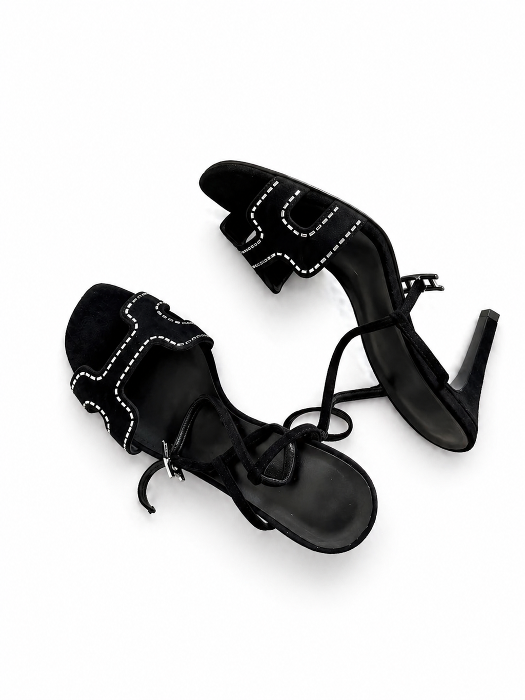 Hermès women black sandals with heels in 38