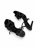 Hermès women black sandals with heels in 38